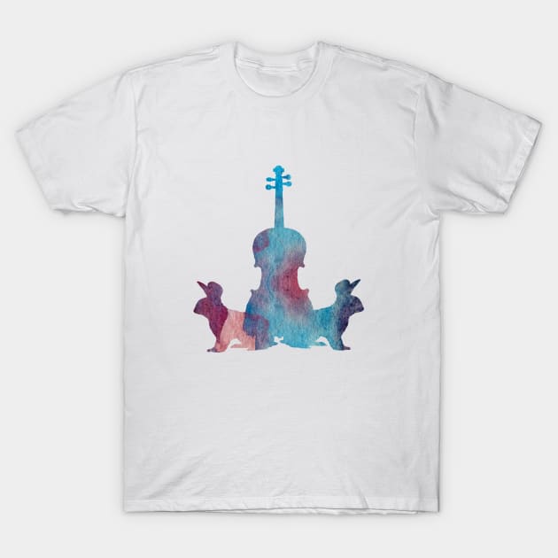 Rabbits and viola T-Shirt by TheJollyMarten